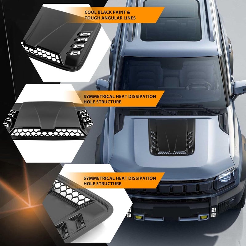 DEERMOTO Universal Car Hood Vent,Car Engine Hood Vents,Hood Scoop Air Vent for Trucks, Suit for Dodge Ram 1500 2500 3500,Chevy Silverado, F-150, F-250, F-350(Black) - Image 3